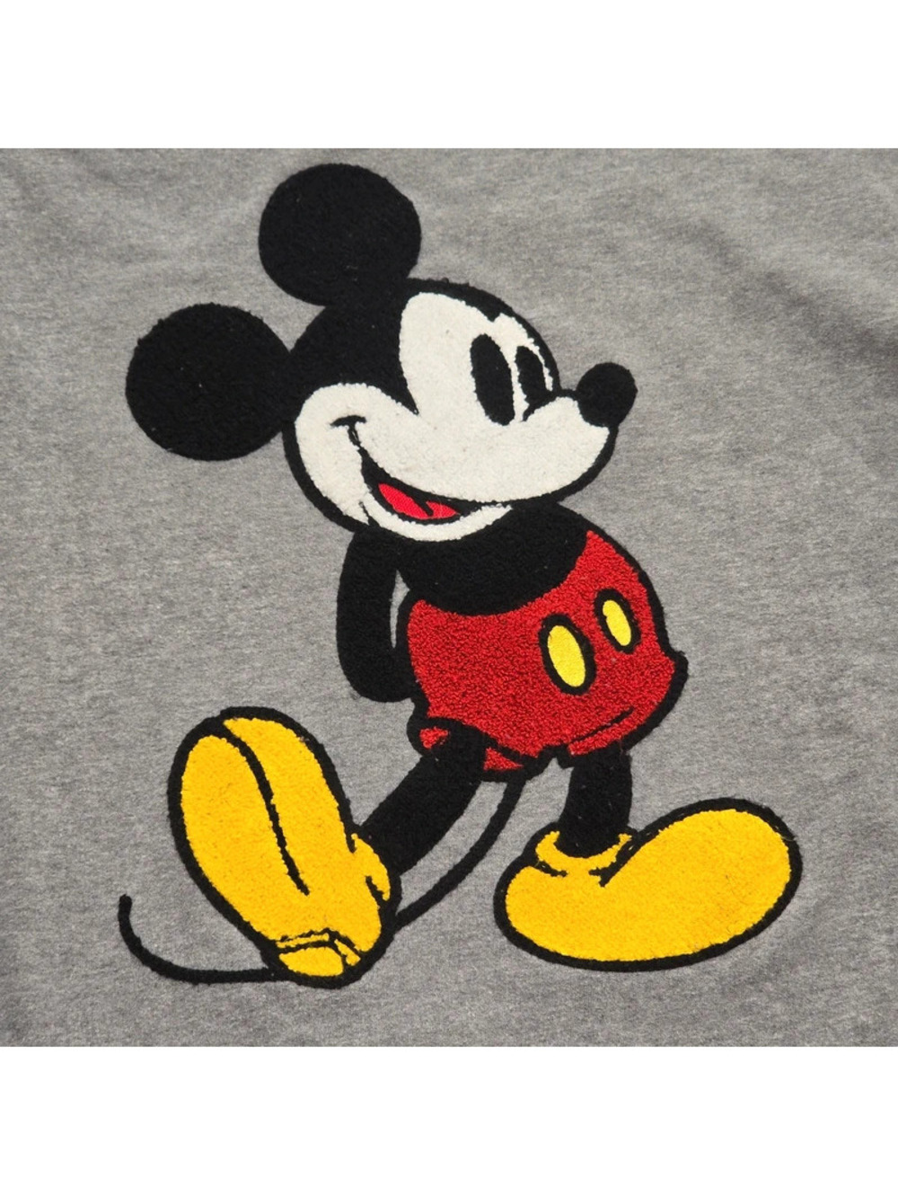 Disney Mickey Mouse Chenille Embroidered Sweatshirt Gray Long Sleeve Size Medium